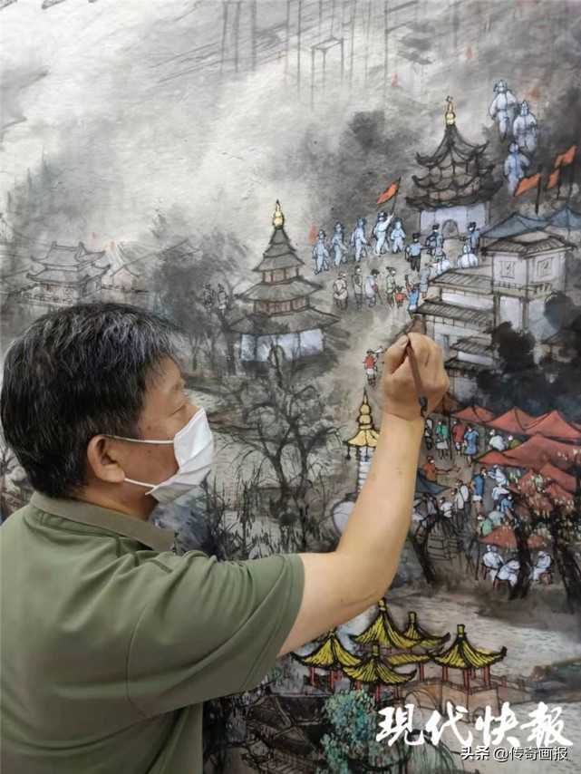 以笔为援，平邑籍画家创作大幅国画为扬州加油