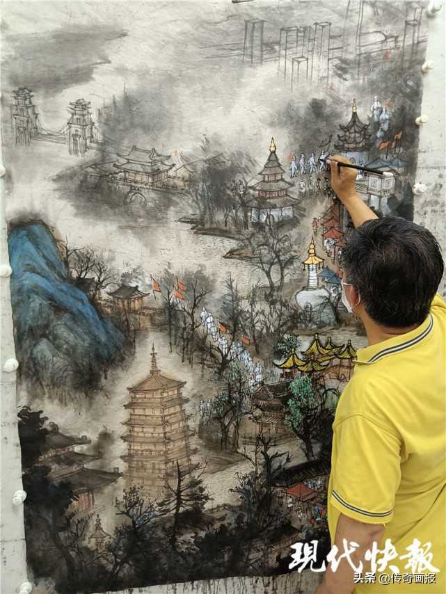 以笔为援，平邑籍画家创作大幅国画为扬州加油
